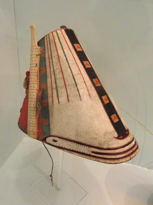 Aleut man's hat on display at Peabody Museum at Harvard University