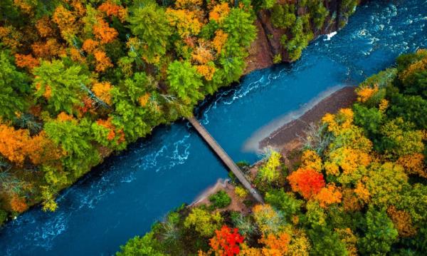 Wisconsin, Autumn, Aerial View, River, Beauty