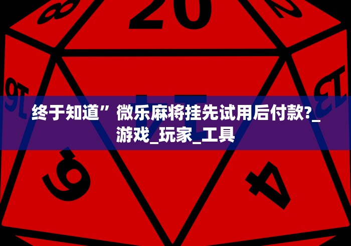 终于知道”微乐麻将挂先试用后付款?_游戏_玩家_工具