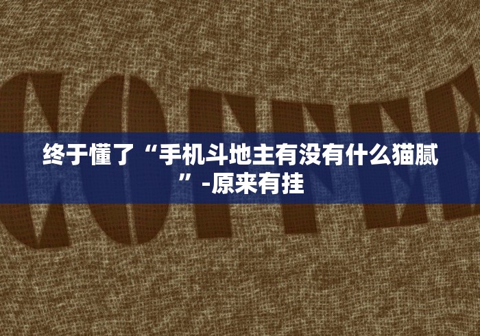 终于懂了“手机斗地主有没有什么猫腻”-原来有挂