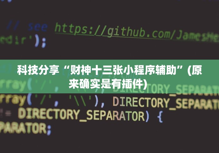 科技分享“财神十三张小程序辅助”(原来确实是有插件) 