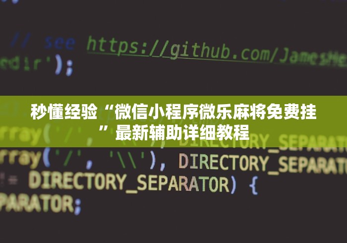 秒懂经验“微信小程序微乐麻将免费挂”最新辅助详细教程